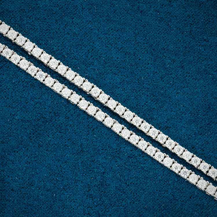 2MM Round Cut VVS Moissanite Tennis Chain 925 Sterling Silver