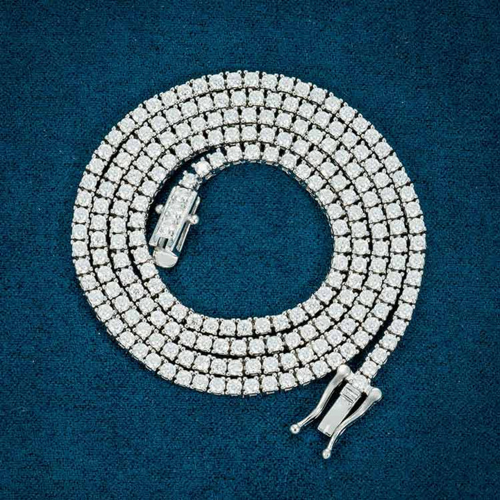 2MM Round Cut VVS Moissanite Tennis Chain 925 Sterling Silver