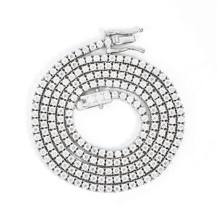 2MM Round Cut VVS Moissanite Tennis Chain 925 Sterling Silver