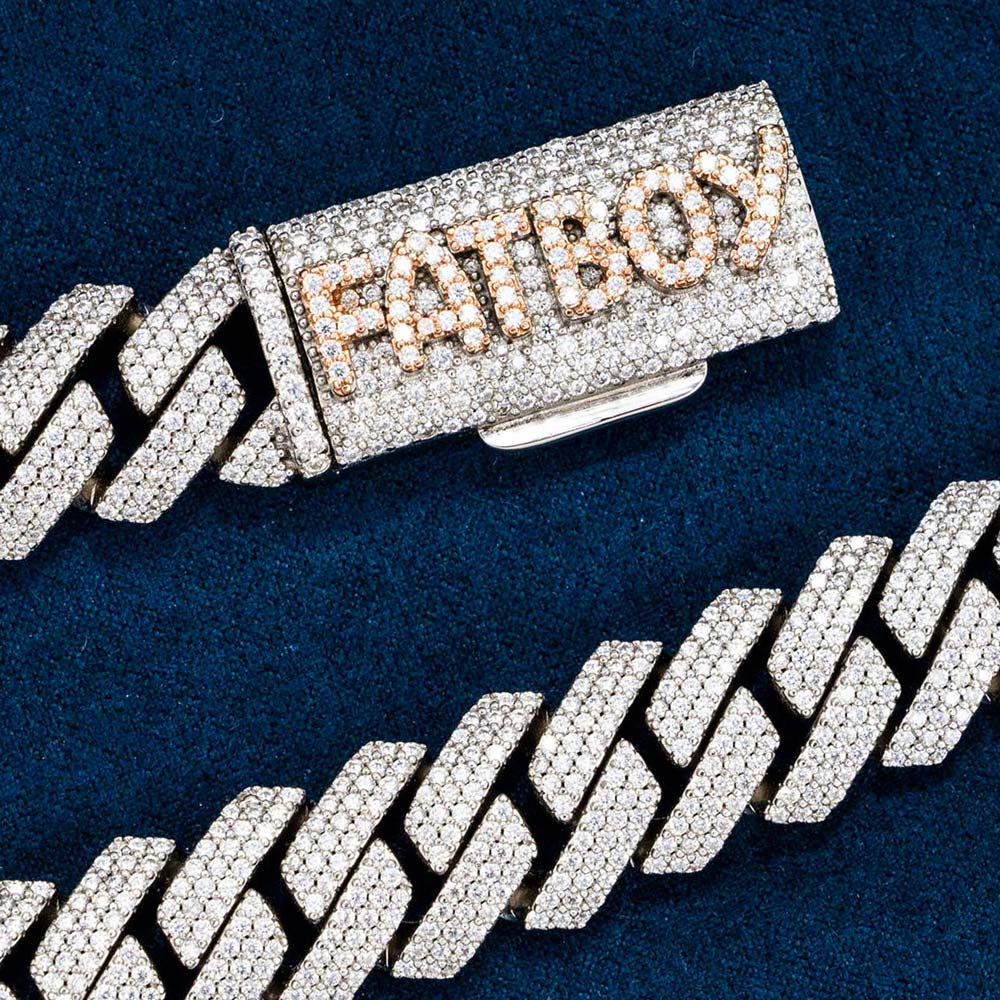 15MM Pave Cuban Link VVS1 D Color Moissanite Chain 925 Sterling Silver