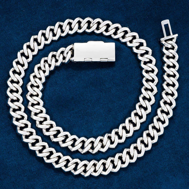 15MM Pave Cuban Link VVS1 D Color Moissanite Chain 925 Sterling Silver