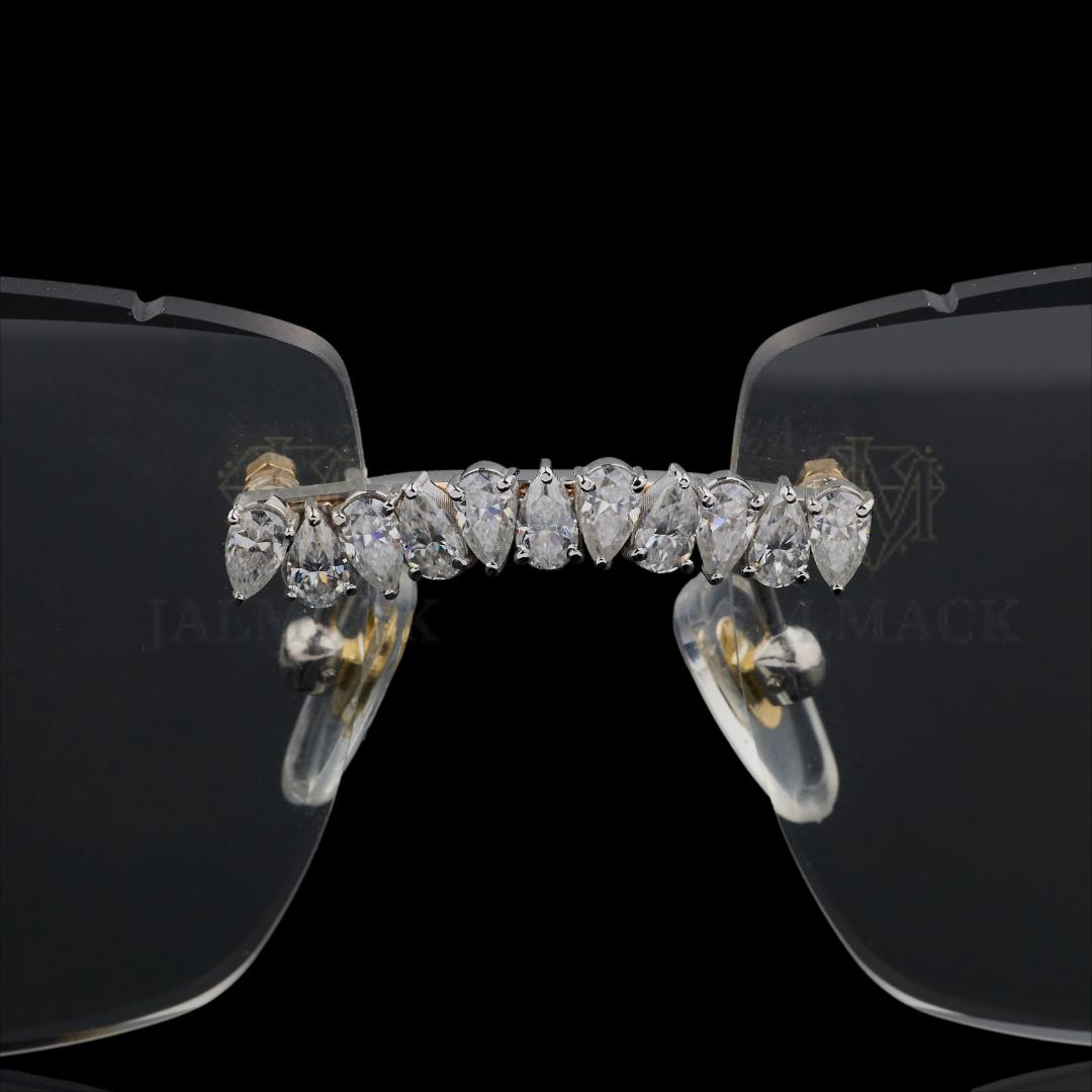 Luxury Silver Moissanite Rimless Sunglasses