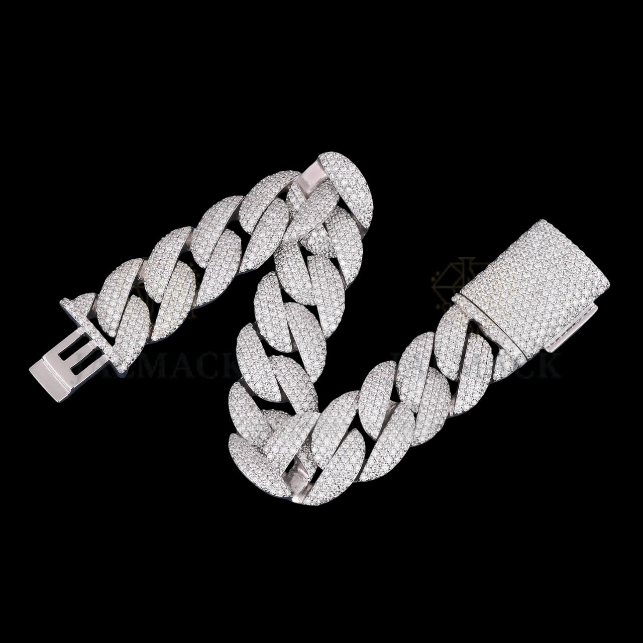 Silver Domed-Link Moissanite Cuban Bracelet VVS1 Fully Iced Out