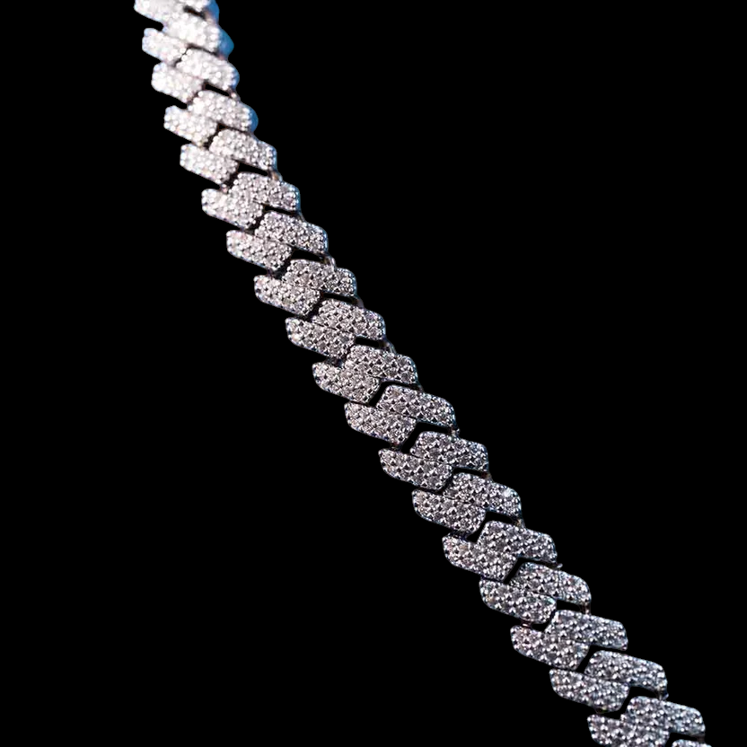 8MM VVS1 Moissanite Micro Pave Cuban Link Chain 925 Sterling Silver