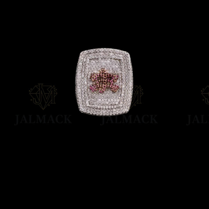 Custom Pink Logo Moissanite Championship Ring Fully Iced Out
