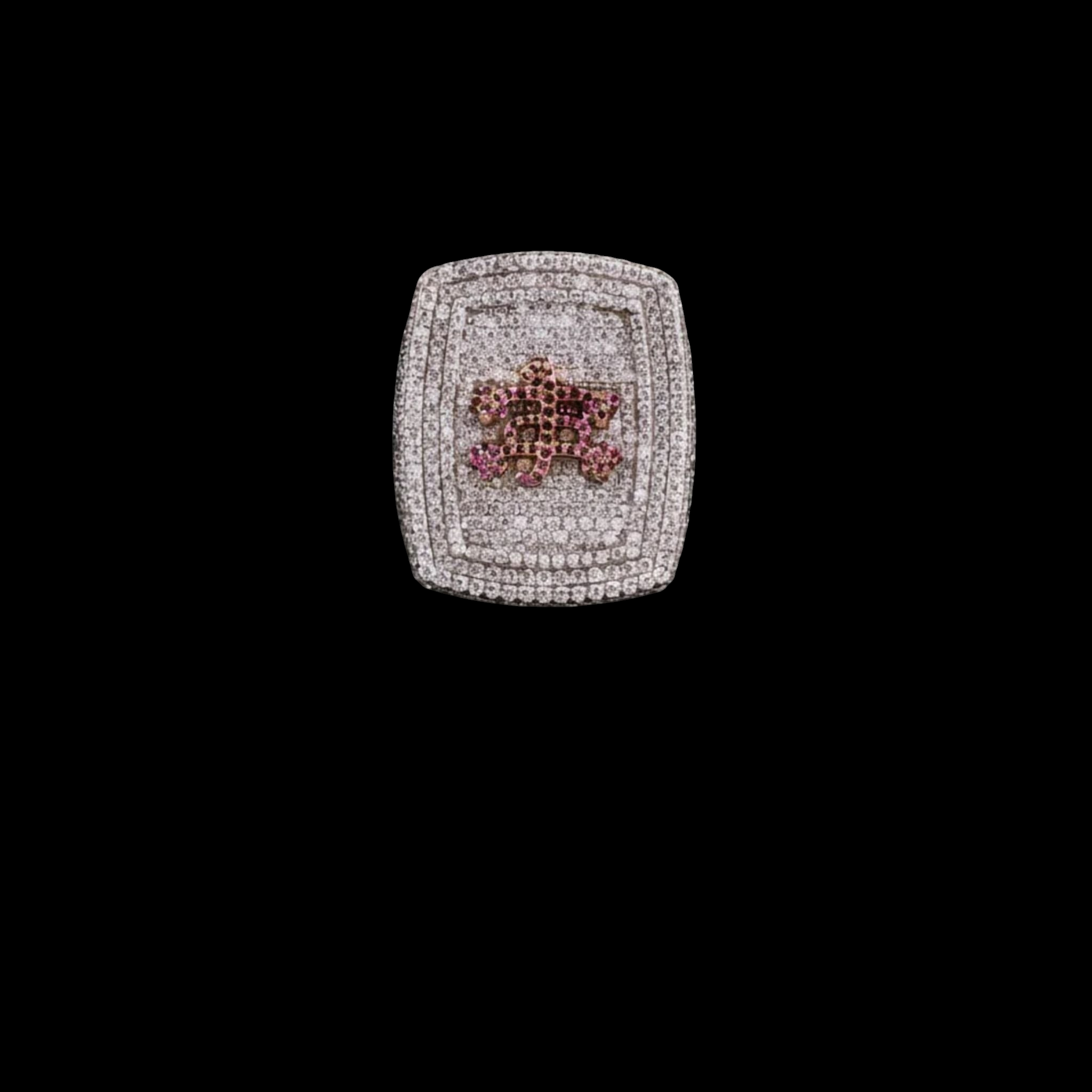 Custom Pink Logo Moissanite Championship Ring Fully Iced Out