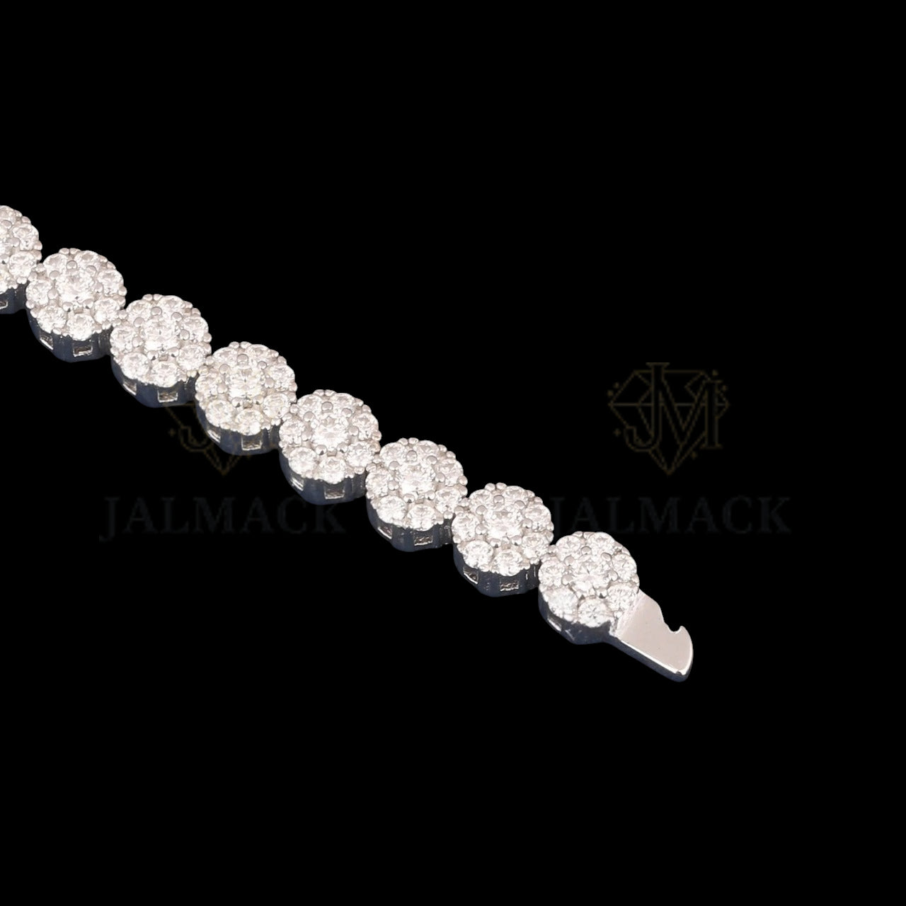 Silver Round Cluster Moissanite Tennis Bracelet VVS1 D Color