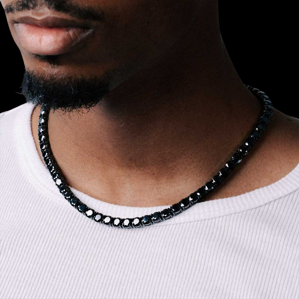 6MM Black VVS1 Moissanite Tennis Chain Black Rhodium Plated 925 Sterling Silver