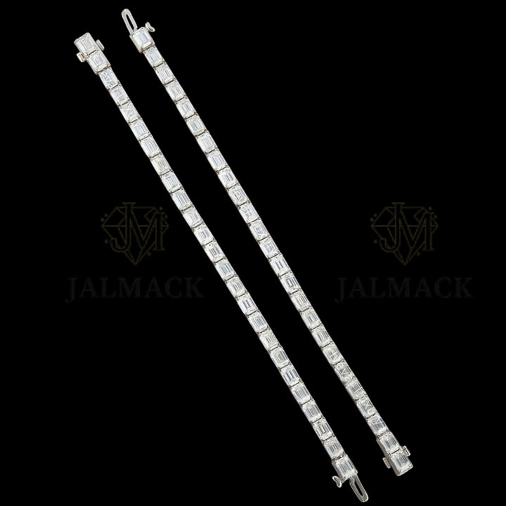 Emerald Cut Moissanite Tennis Bracelet VVS1 D Color Silver