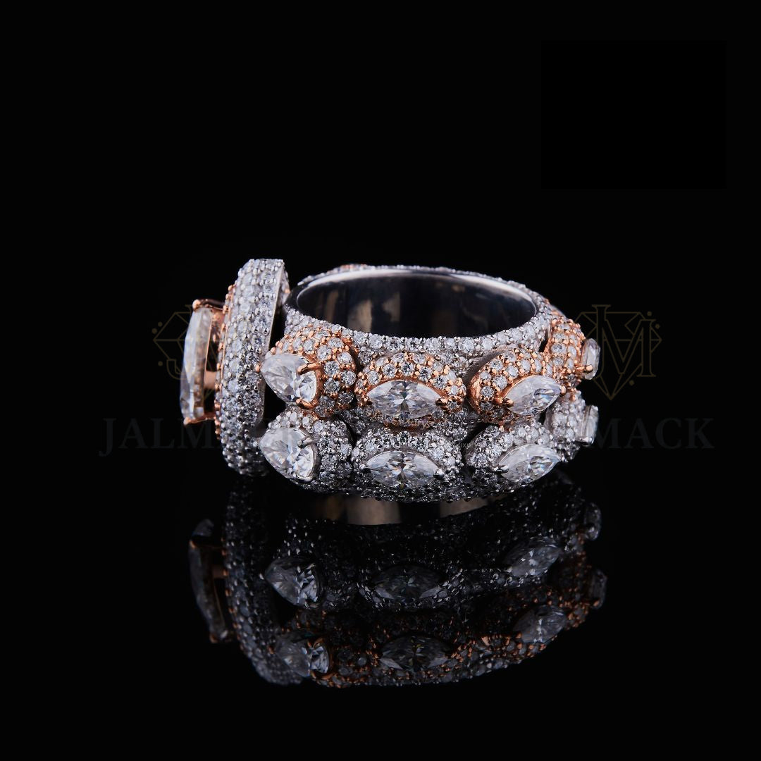 Pear Cut Two-Tone Moissanite Statement Ring