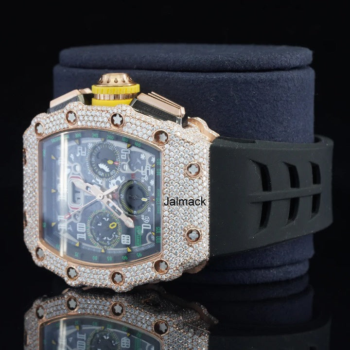 Luxury Moissanite Diamond Watch, Customized Moissanite Studded Watch