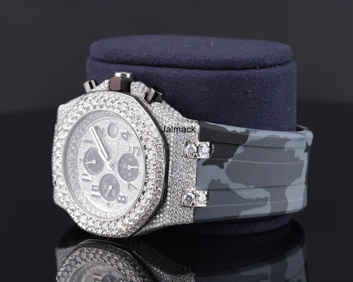 Luxury Fully Iced Out Rose Gold Chronograph Moissanite Watch for Men