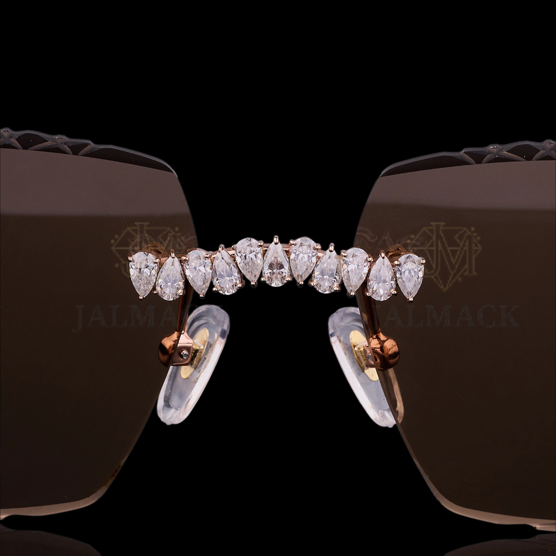 Luxury Rose Gold Pear Cut Moissanite Sunglasses