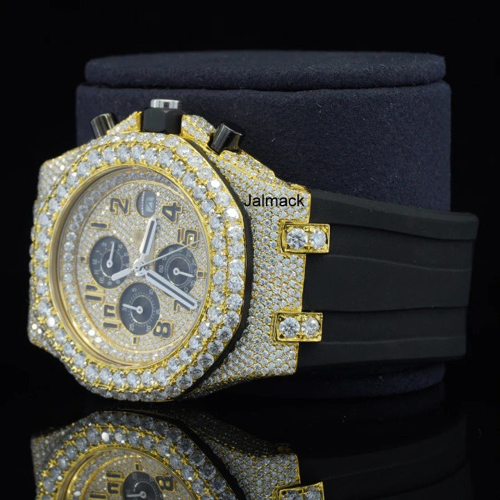 Luxury Fully Iced Out Rose Gold Chronograph Moissanite Watch for Men