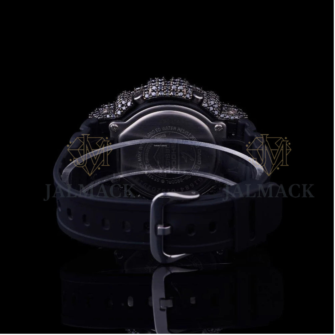 Grey LCD Digital Letter Round-Cut Black Moissanite Watch