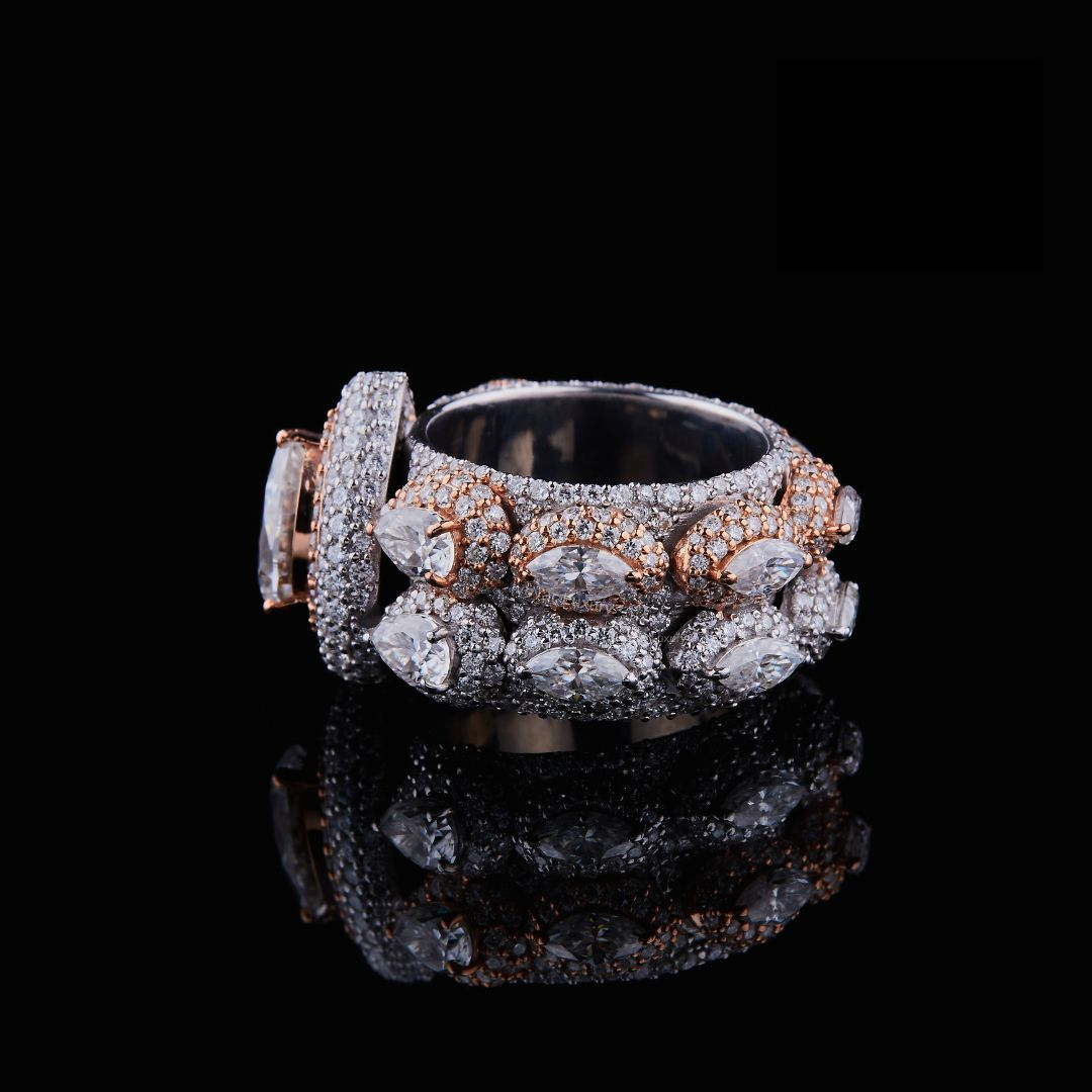 Pear Cut Two-Tone Moissanite Statement Ring