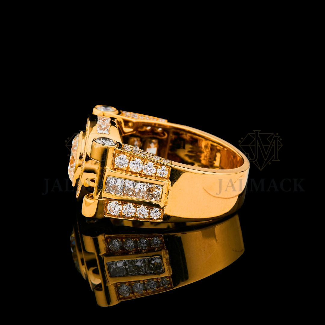4 Carat Round Moissanite Halo Men’s Statement Ring