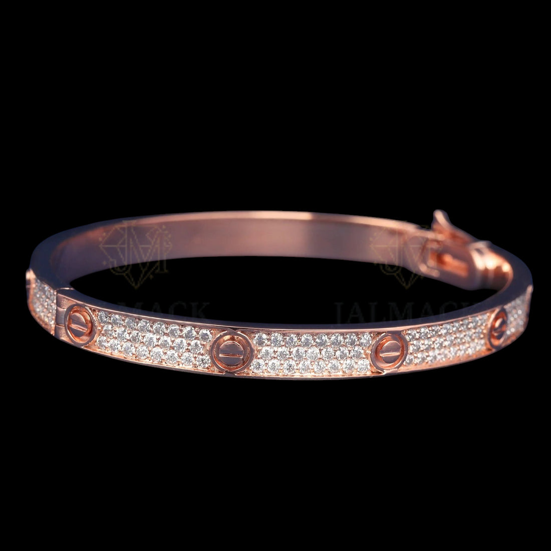 Rose Gold Pavé Moissanite Screw Motif Bangle VVS1 D Color