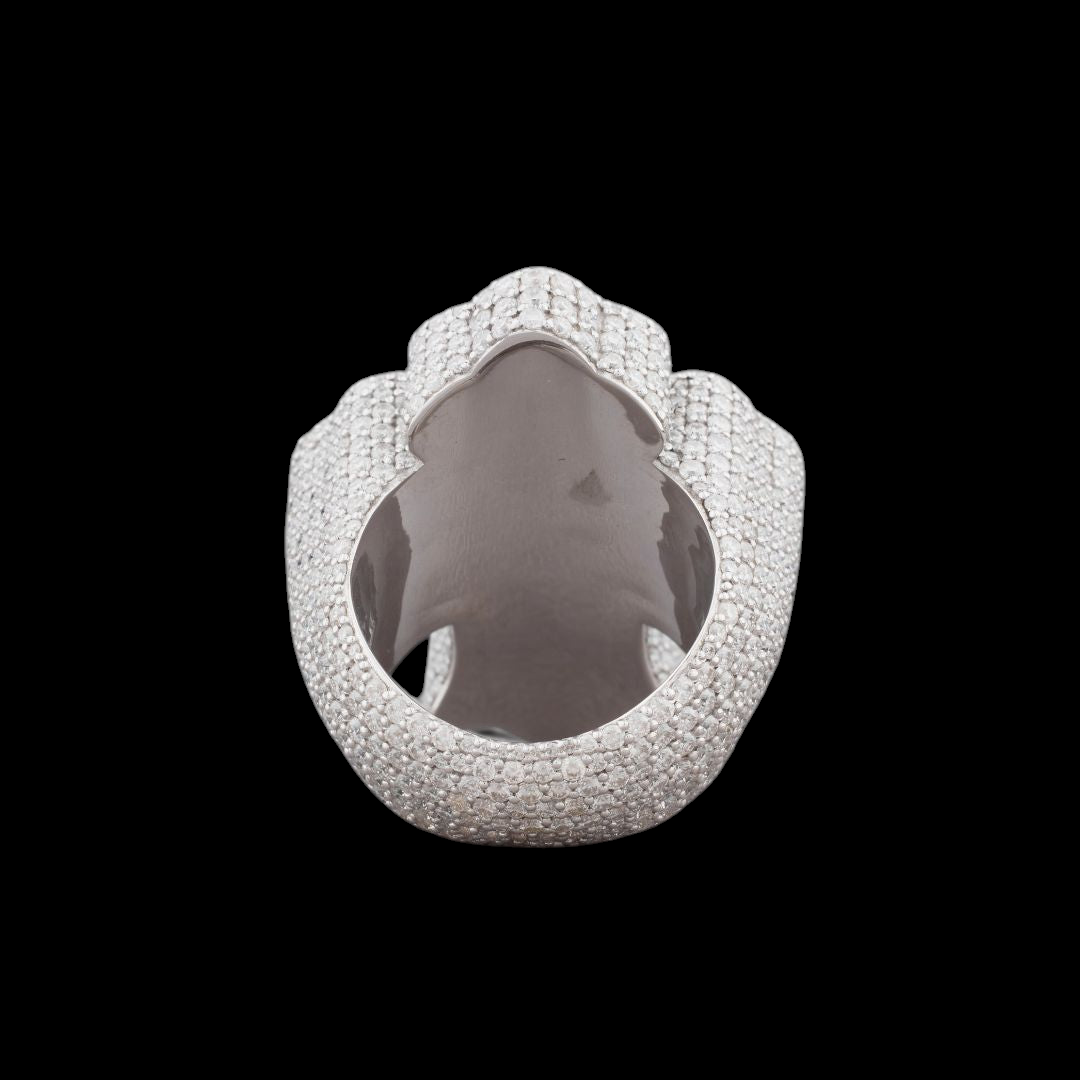 Fully Iced-Out Baguette Moissanite Cross Ring