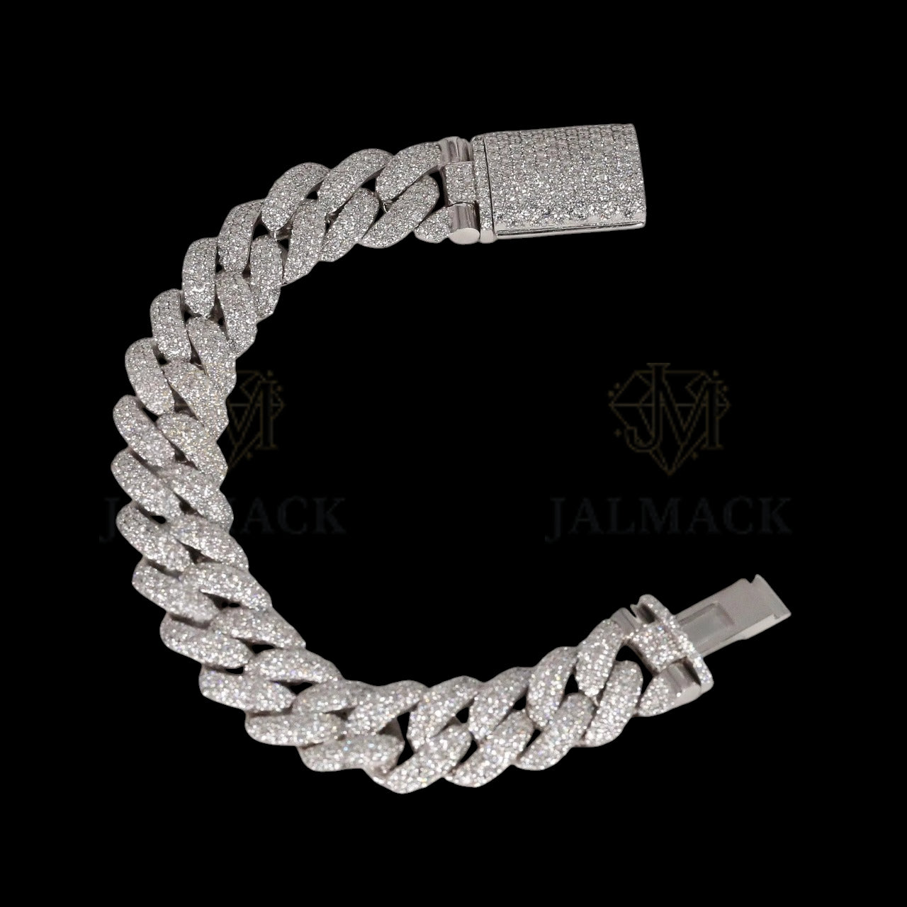 Silver Slim Moissanite Miami Cuban Bracelet VVS1 Fully Iced Out