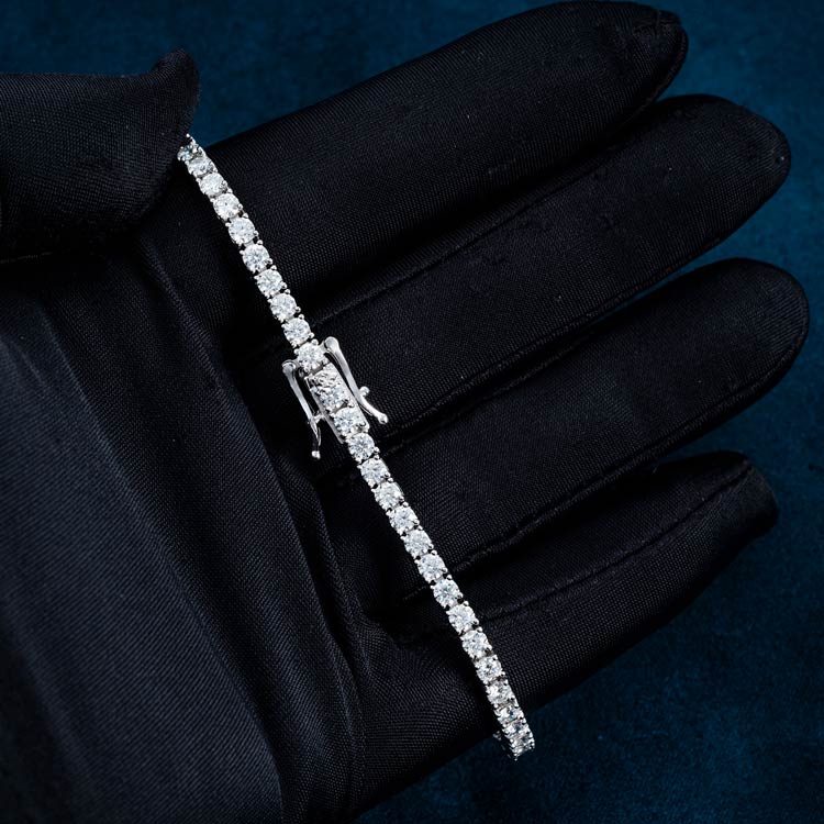3MM Round Cut VVS1 Moissanite Tennis Bracelet 925 Sterling Silver Diamond Tennis Bracelet