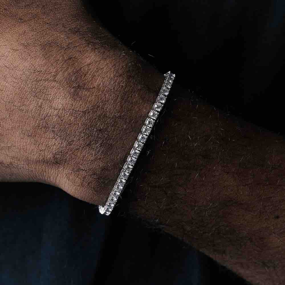 3MM Round Cut VVS1 Moissanite Tennis Bracelet 925 Sterling Silver Diamond Tennis Bracelet
