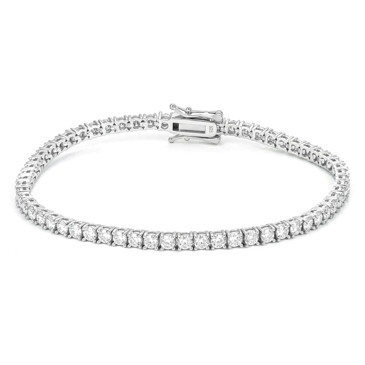 3MM Round Cut VVS Moissanite Tennis Bracelet 925 Sterling Silver