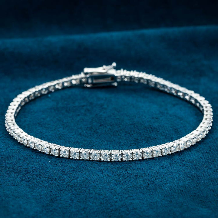 3MM Round Cut VVS Moissanite Tennis Bracelet 925 Sterling Silver