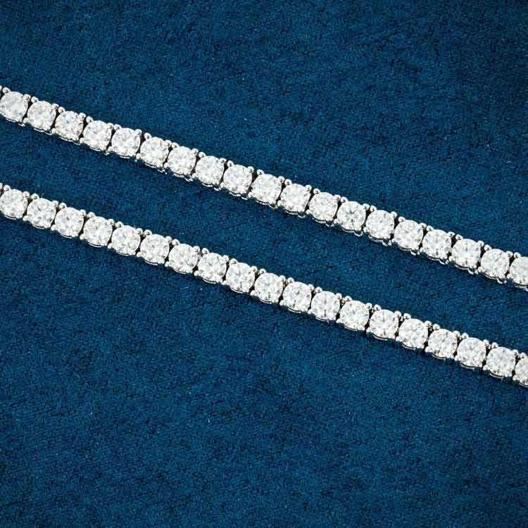925 Sterling Silver 3MM Round Cut VVS Moissanite Tennis Chain Necklace