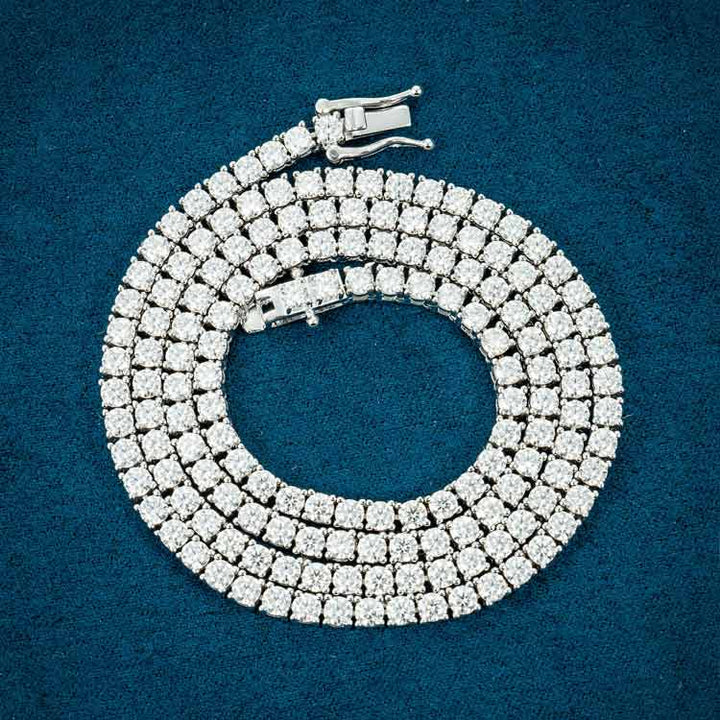 925 Sterling Silver 3MM Round Cut VVS Moissanite Tennis Chain Necklace