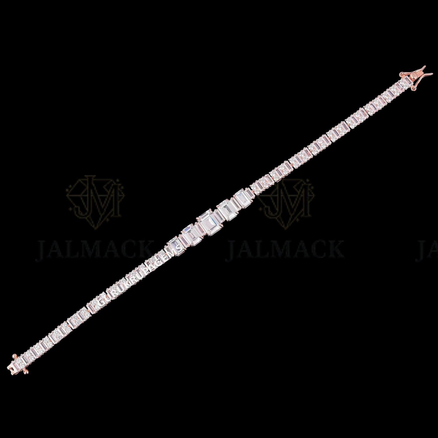Rose Gold Graduated Emerald Cut Moissanite Tennis Bracelet