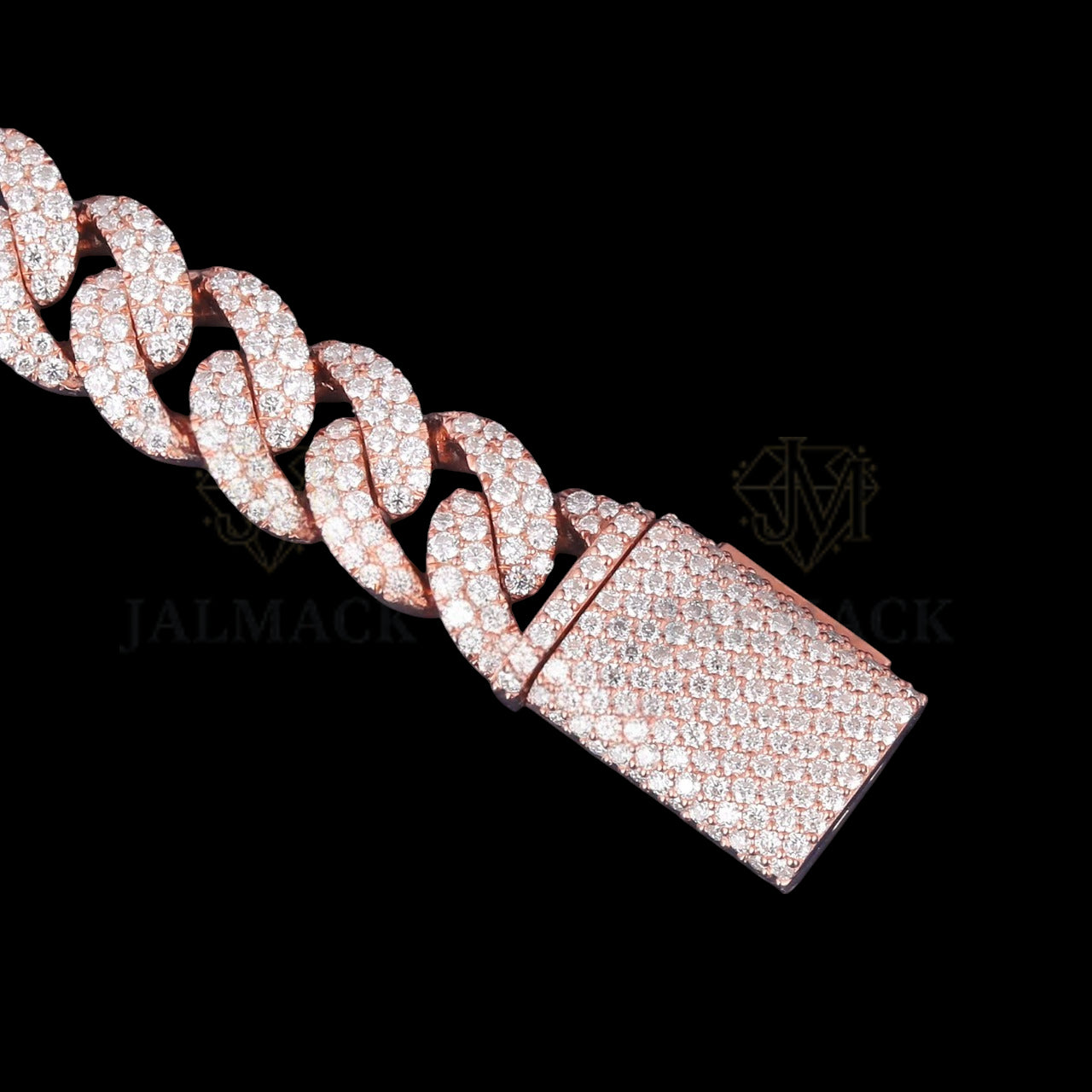 Rose Gold Moissanite Miami Cuban Bracelet VVS1 D Color Fully Iced Out