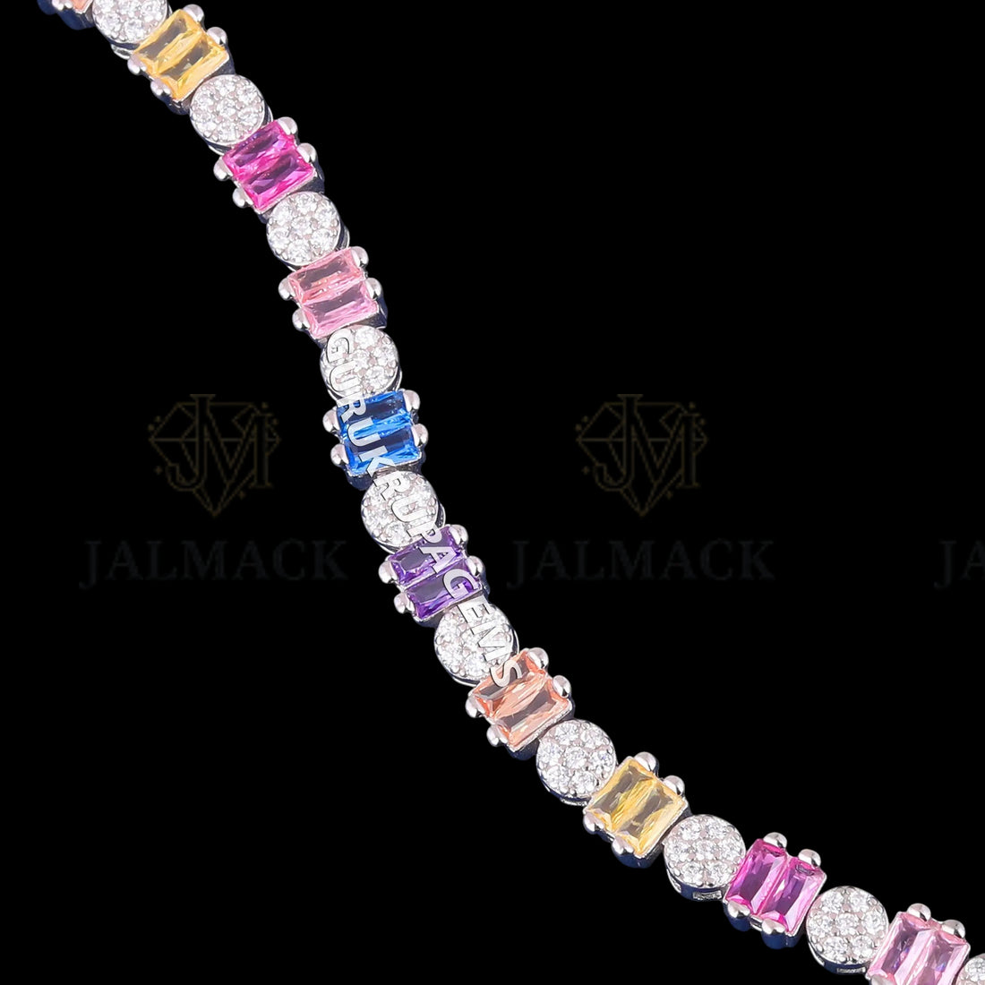 Rainbow Emerald Cut Sapphire Moissanite Tennis Bracelet 925 Silver
