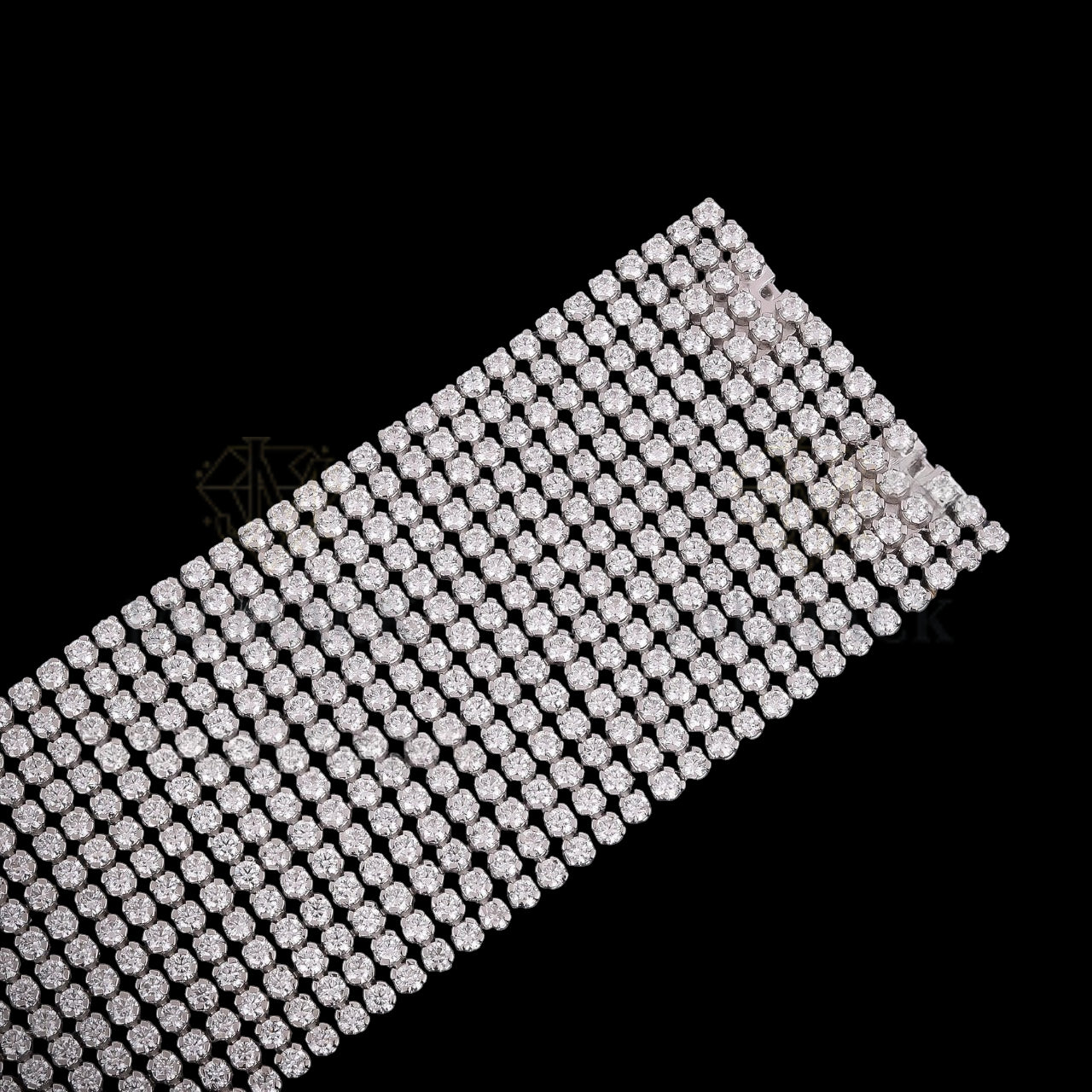 Wide Multi-Row Moissanite Cuff Bracelet VVS1 D Color Silver