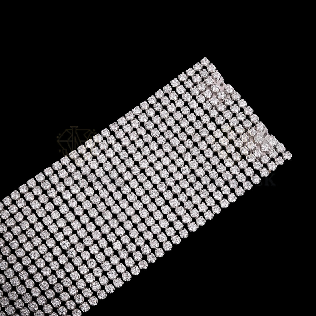 Wide Multi-Row Moissanite Cuff Bracelet VVS1 D Color Silver