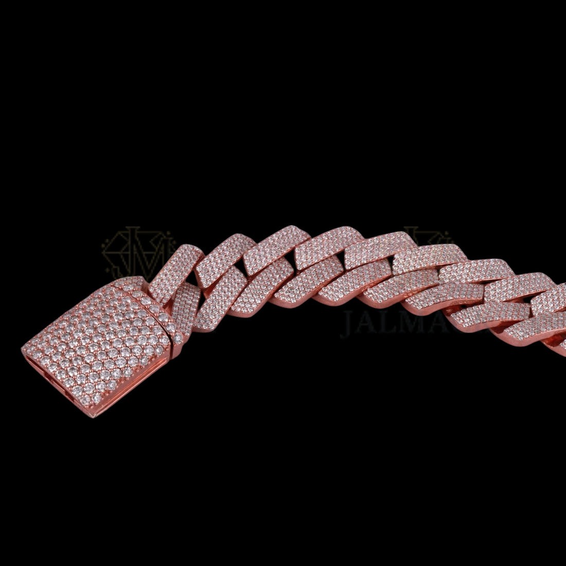 Rose Gold Flat-Link Moissanite Cuban Bracelet VVS1 Fully Iced Out