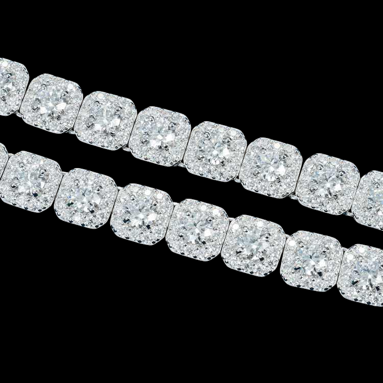 10MM Round Halo Setting Moissanite Diamond Hip hop Chain