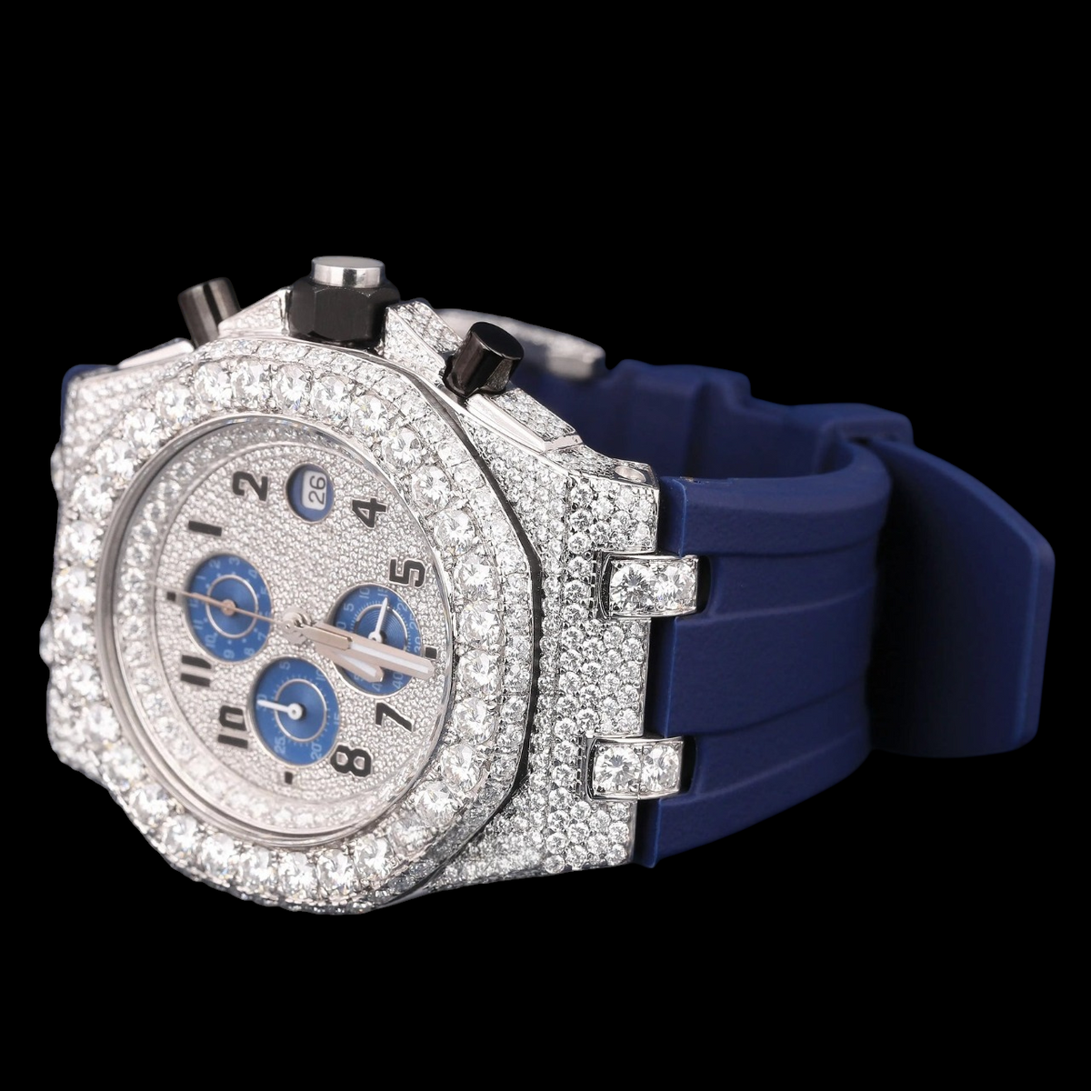 Blue Chronograph Moissanite Diamond Watch