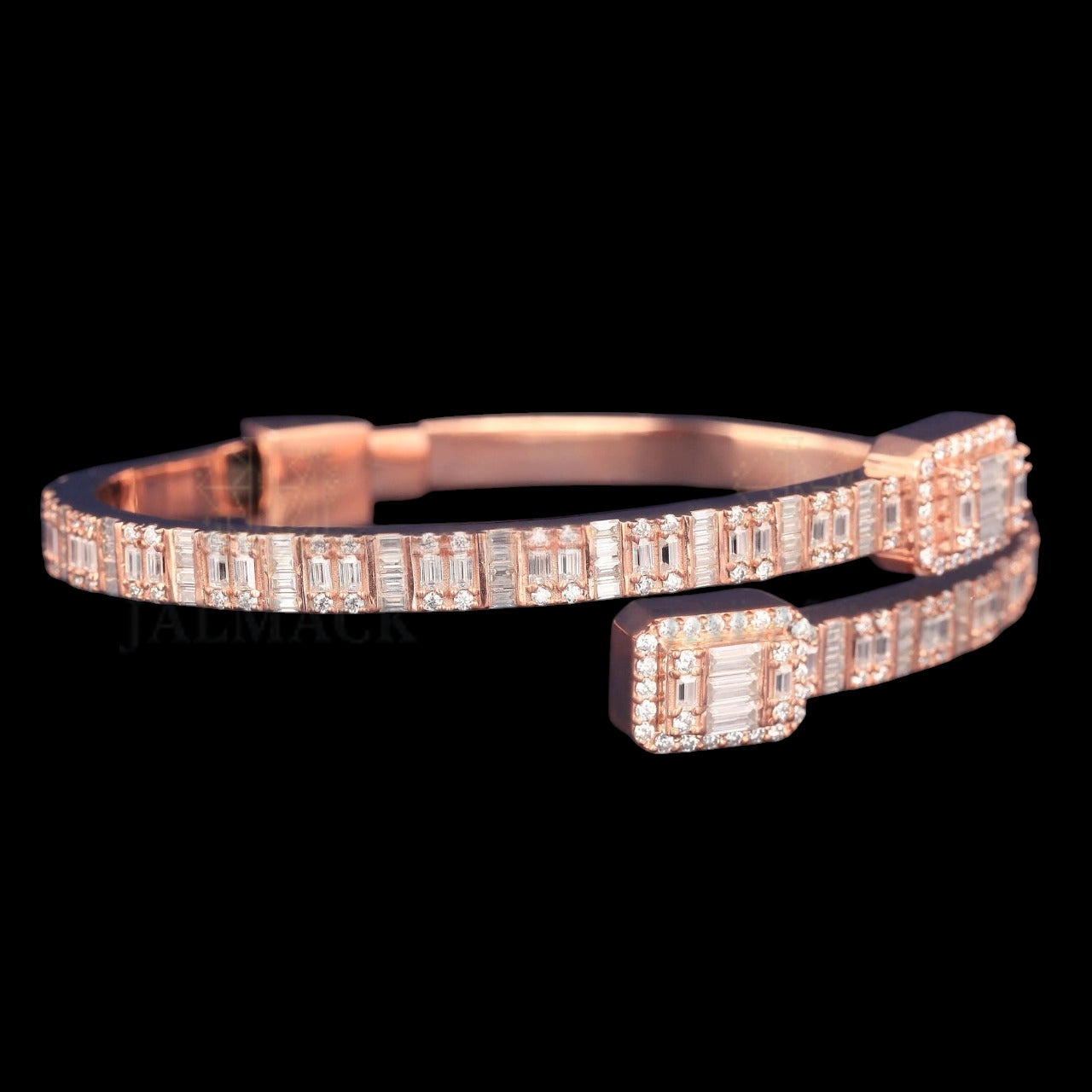 Rose Gold Baguette Moissanite Wrap Bangle VVS1 D Color