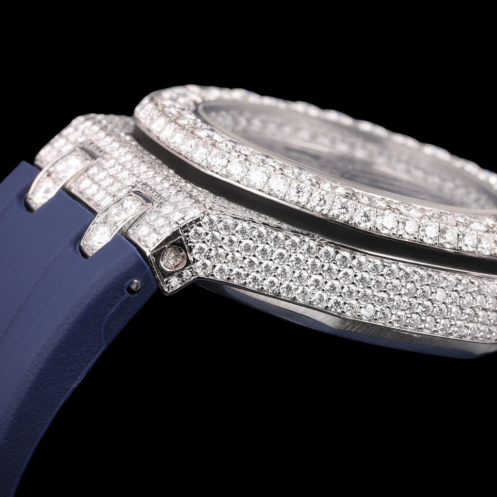 Blue Chronograph Moissanite Diamond Watch