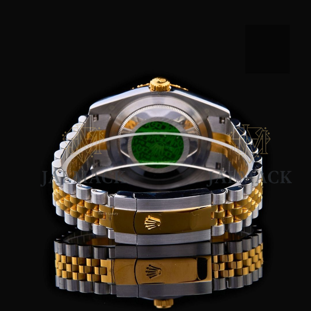 Two-Tone Charcoal Roman Round-Cut Moissanite Watch