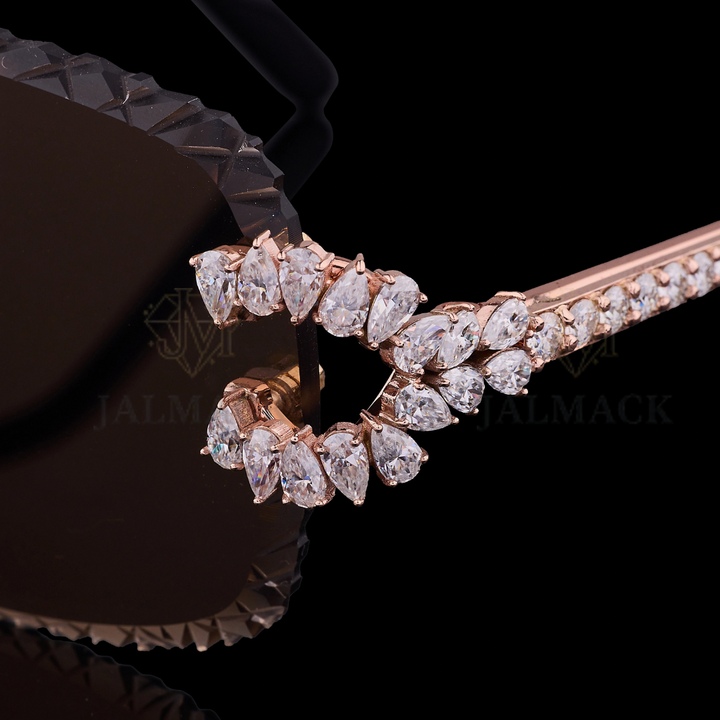 Luxury Rose Gold Pear Cut Moissanite Sunglasses