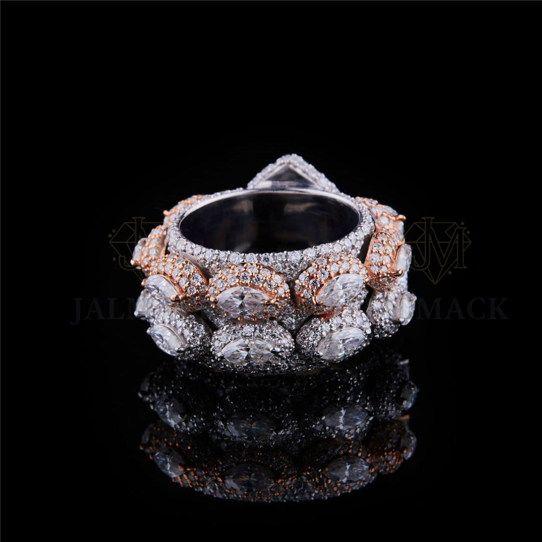 Pear Cut Two-Tone Moissanite Statement Ring