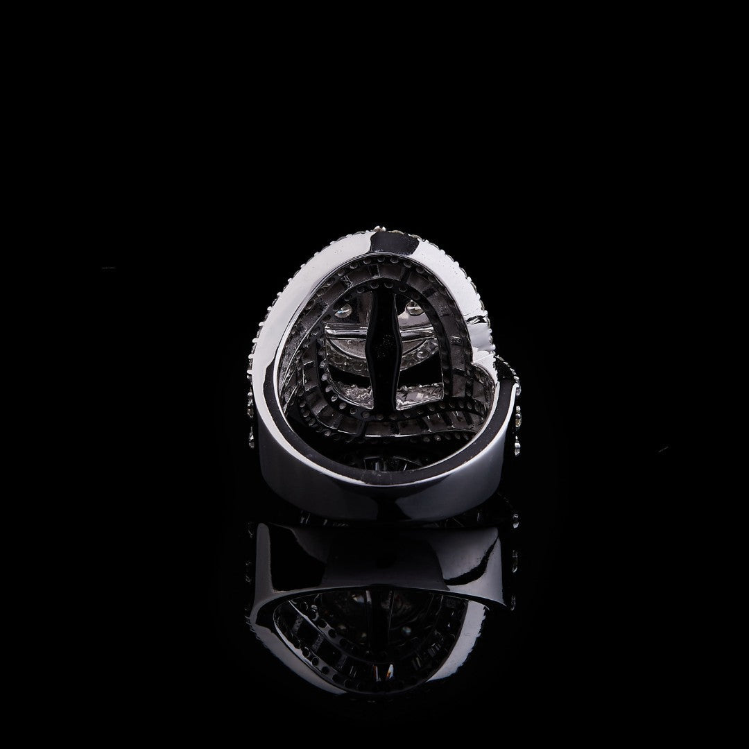 Round Moissanite Baguette Halo Men’s Statement Ring