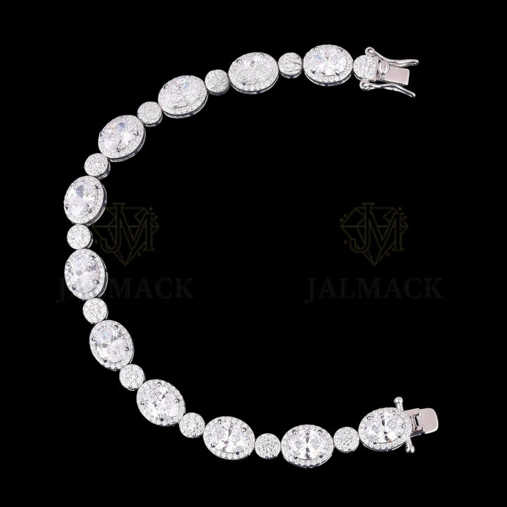 Oval Cut Moissanite Halo Link Bracelet VVS1 D Color