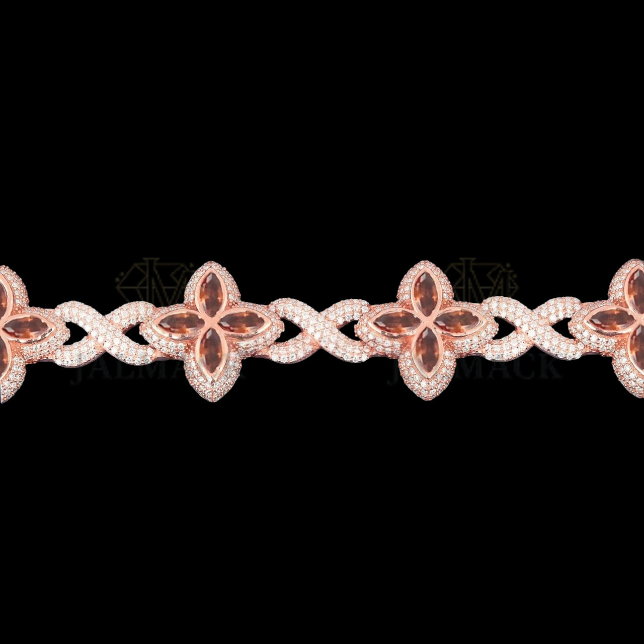Rose Gold Champagne Marquise Floral Moissanite Bracelet