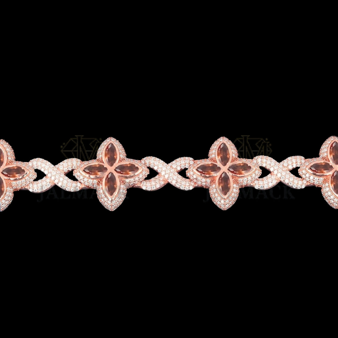 Rose Gold Champagne Marquise Floral Moissanite Bracelet