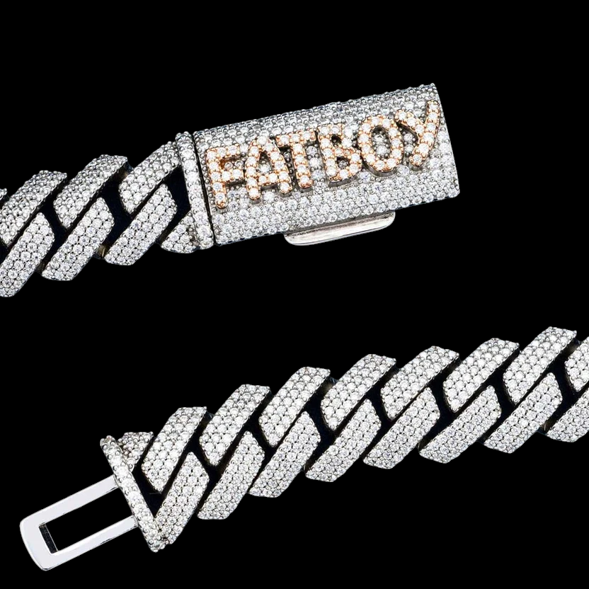 15MM Pave Cuban Link VVS1 D Color Moissanite Chain 925 Sterling Silver