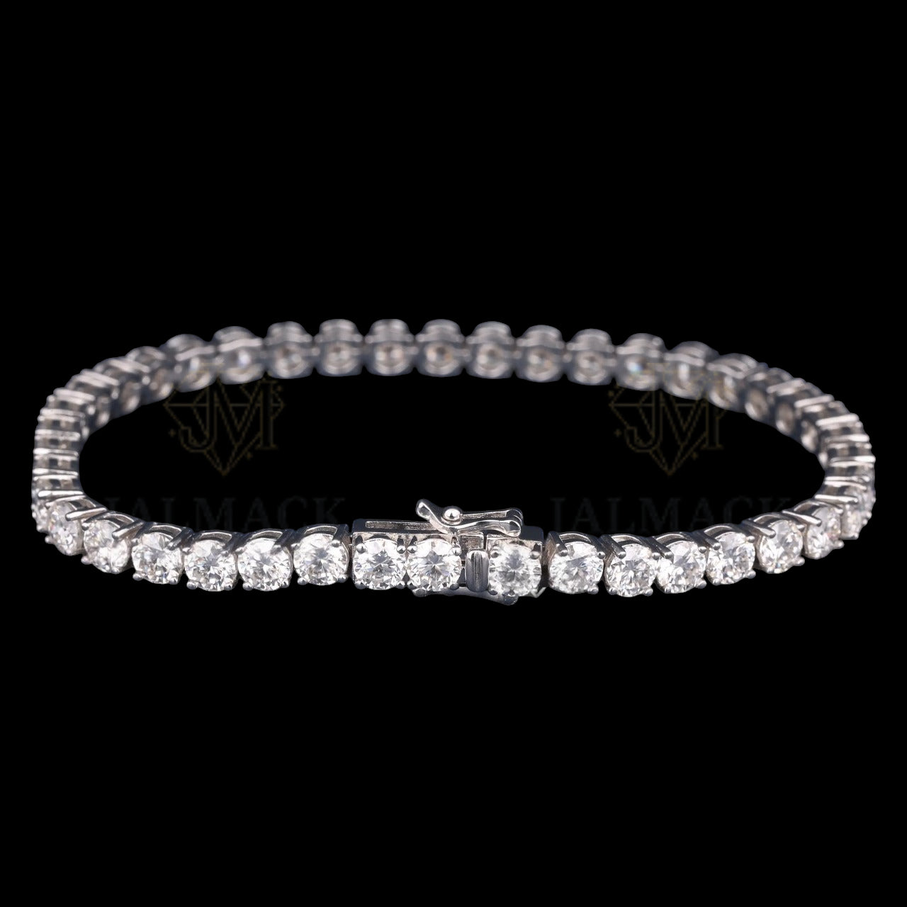Silver Round Cut Moissanite Tennis Bracelet VVS1 D Color