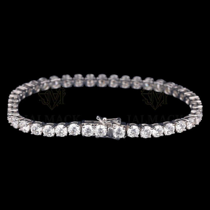 Silver Round Cut Moissanite Tennis Bracelet VVS1 D Color